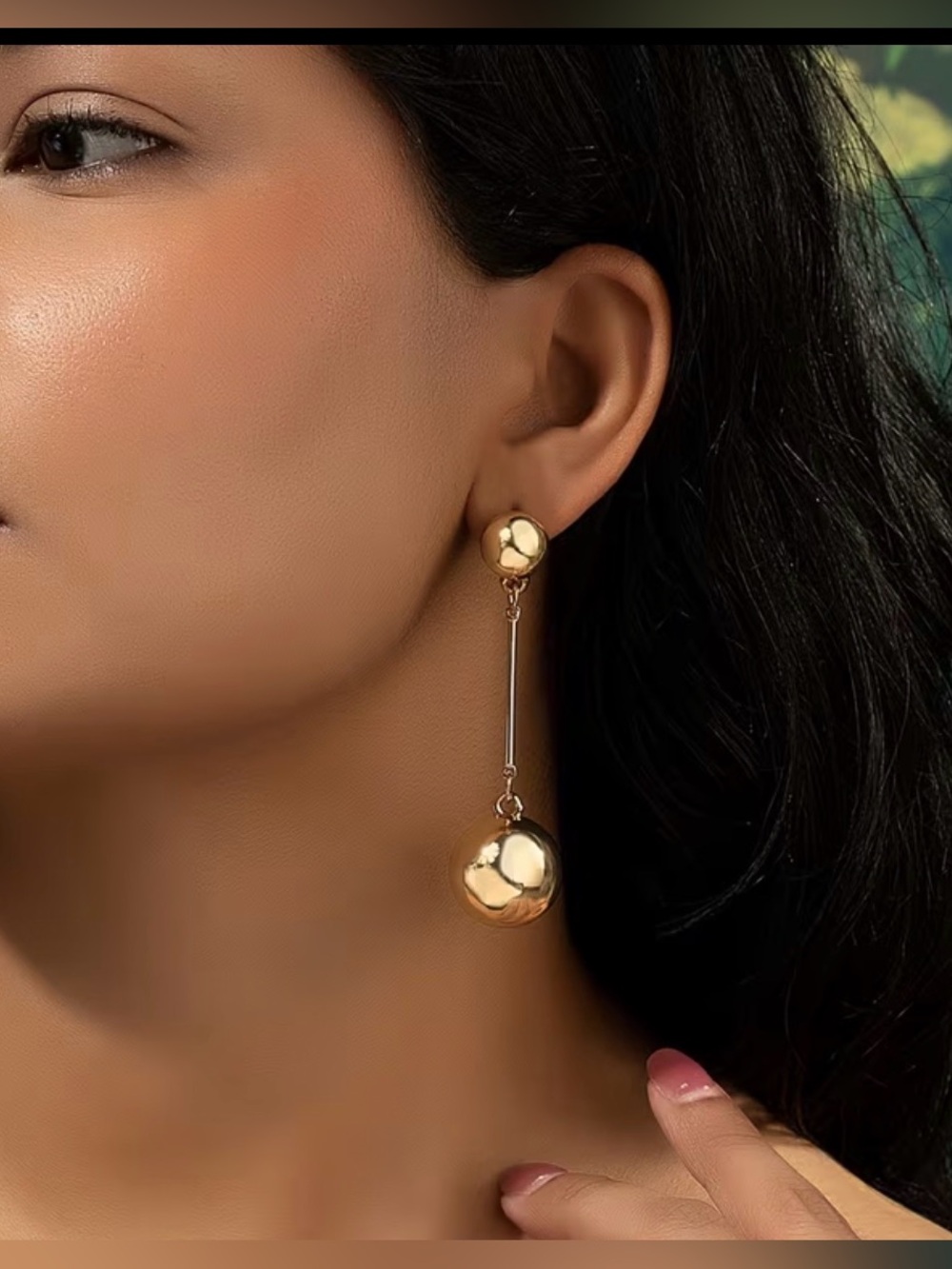 Gold Drop Sphere Dangle Earrings - Women Jewelry